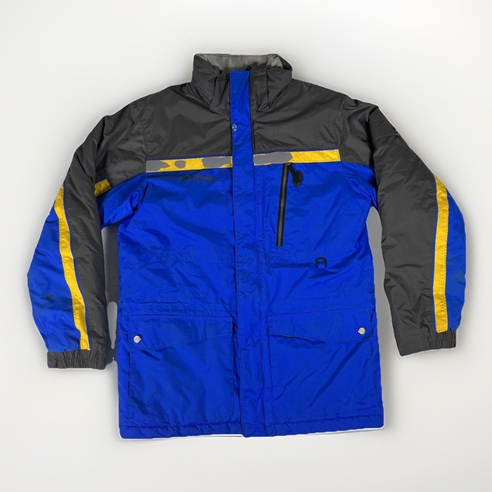 Columbia Sportswear Interchange Ski Rain Jacket Boys 14-16 Blue Black Logo‎ Down